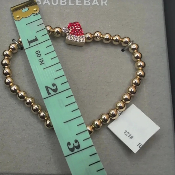 Baublebar Pavé Crystal Santa Hat Gold Bead stretch Bracelet and black box NEW - Picture 4 of 4